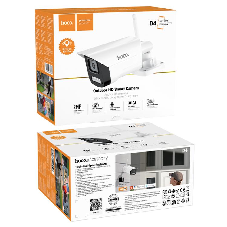 hoco D4 2MP 2.4G WiFi IP65 Outdoor HD Bullet Camera, D4 hoco D4 2MP 2.4G WiFi IP65 Outdoor HD Bullet Camera, D4